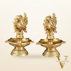 Brass peacock oil lamps diyas 6 inch