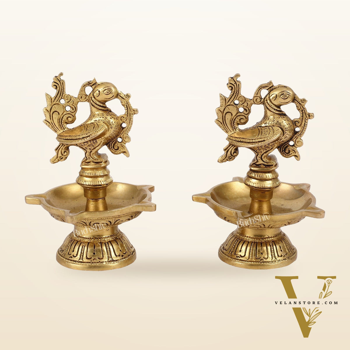 Brass peacock oil lamps diyas 6 inch
