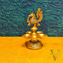 Brass peacock vilakku 5"