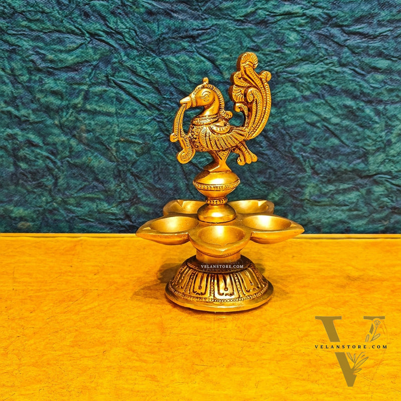 Brass peacock vilakku 5"
