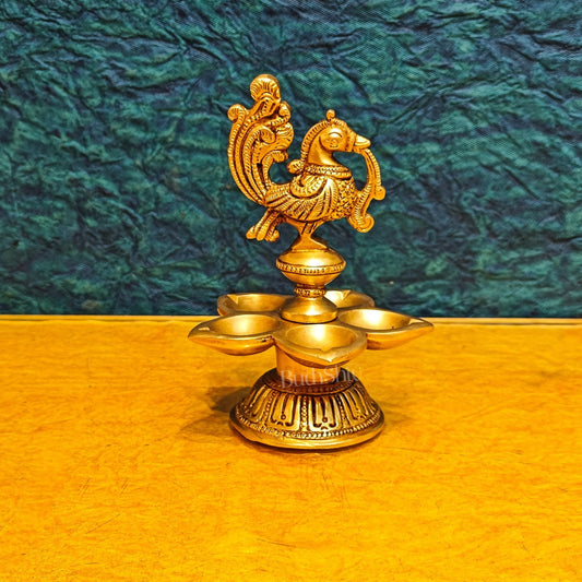 Brass peacock vilakku 5"