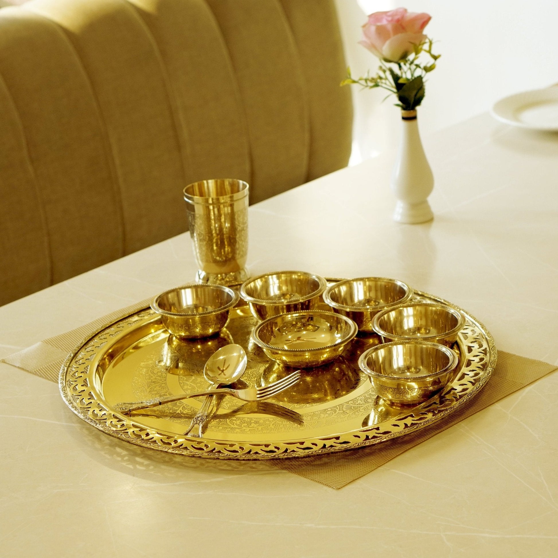 Brass Royal 10Pc Jaali Dinner Set (14" Plate)