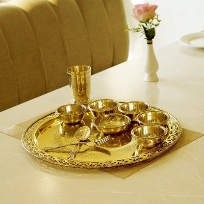 Brass Royal 10Pc Jaali Dinner Set (14" Plate)