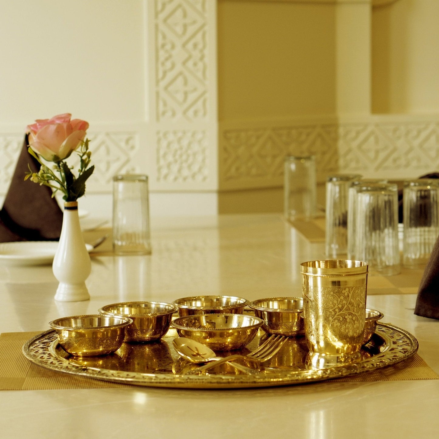 Brass Royal 10Pc Jaali Dinner Set (14" Plate)
