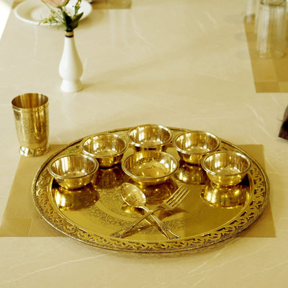 Brass Royal 10Pc Jaali Dinner Set (14" Plate)