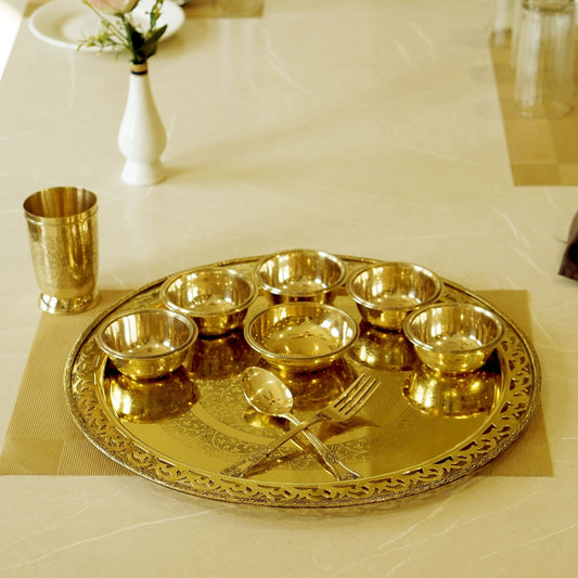 Brass Royal 10Pc Jaali Dinner Set (14" Plate)