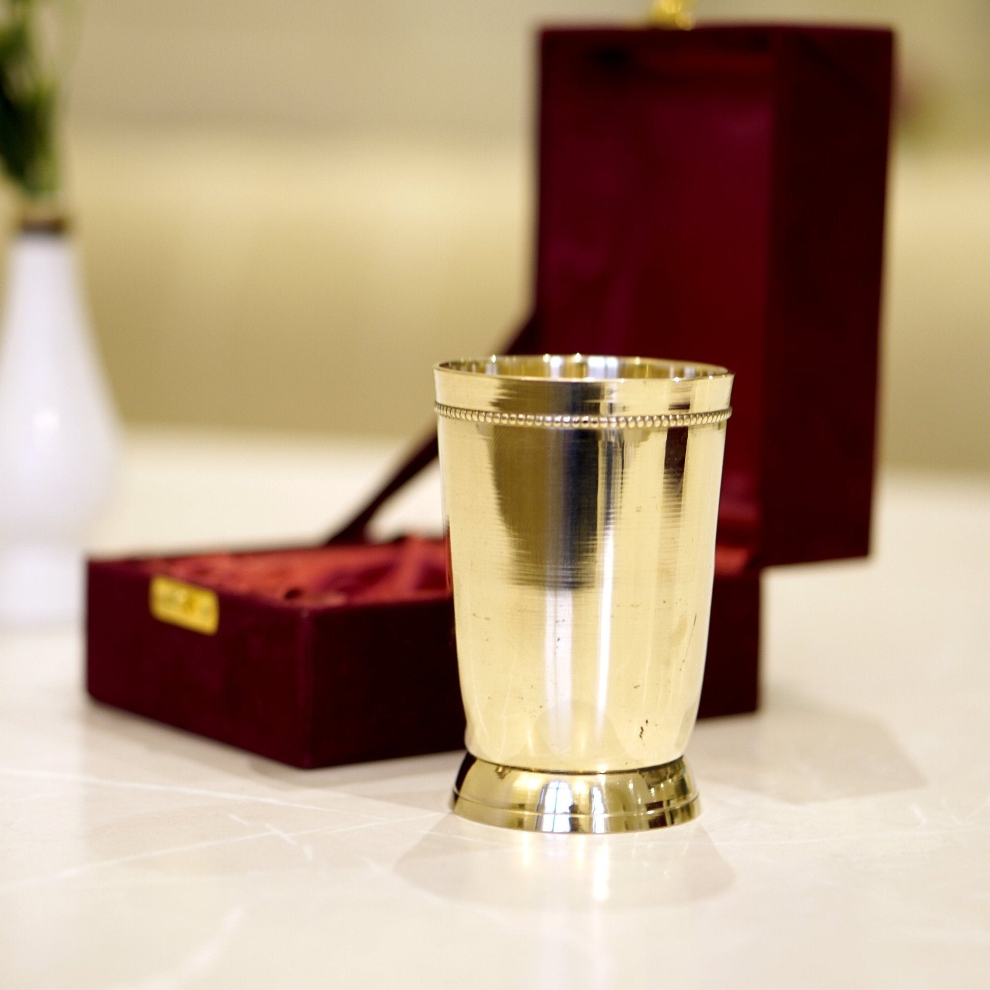 Brass Plain Glass with Velvet Box