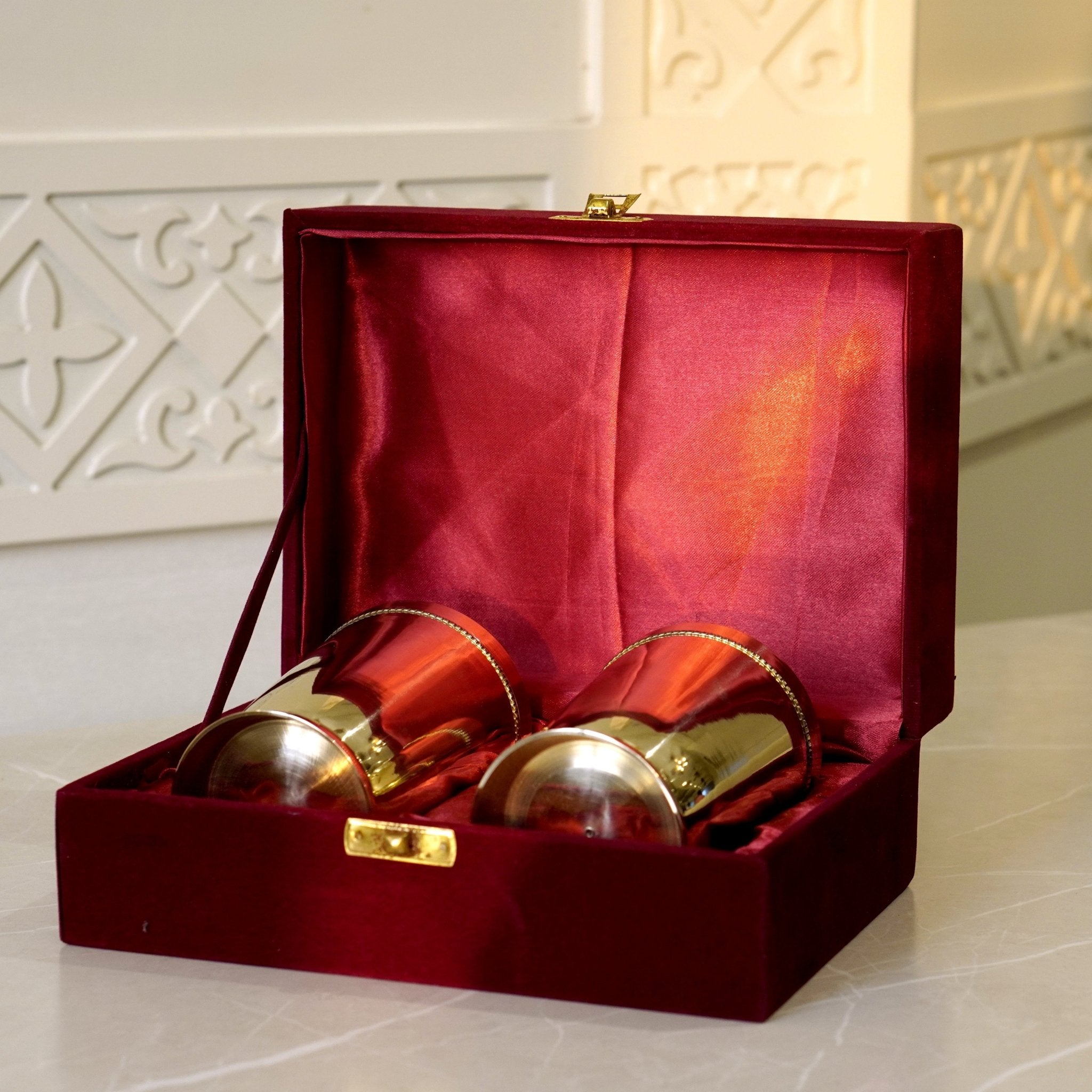 Brass Plain Glass with Velvet Box