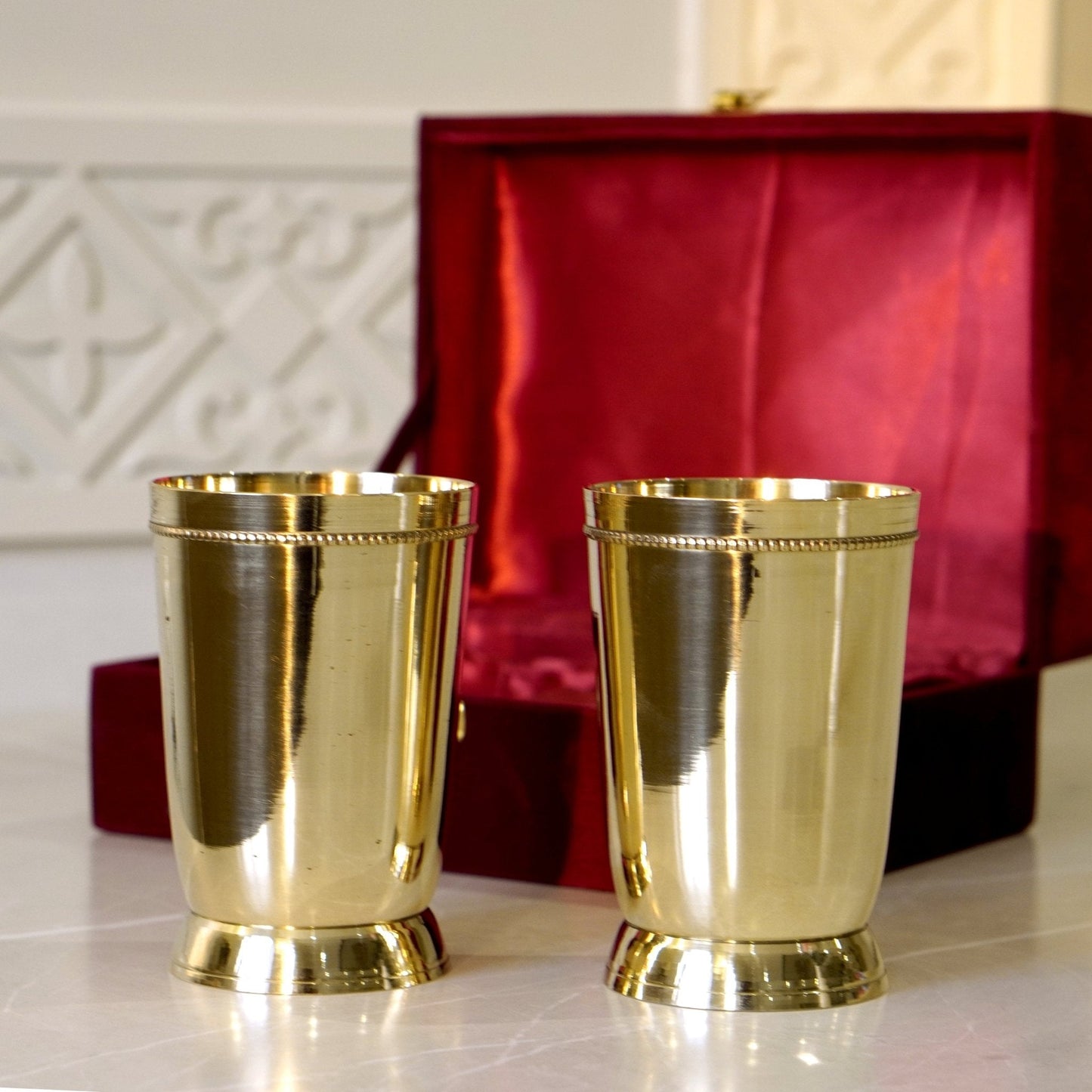 Brass Plain Glass with Velvet Box
