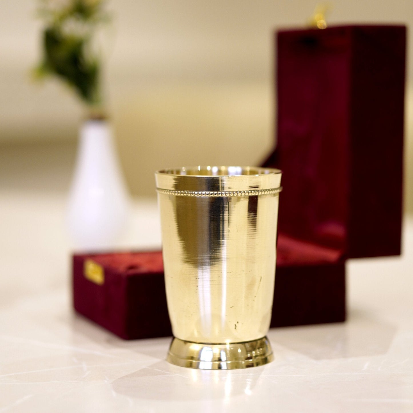 Brass Plain Glass with Velvet Box