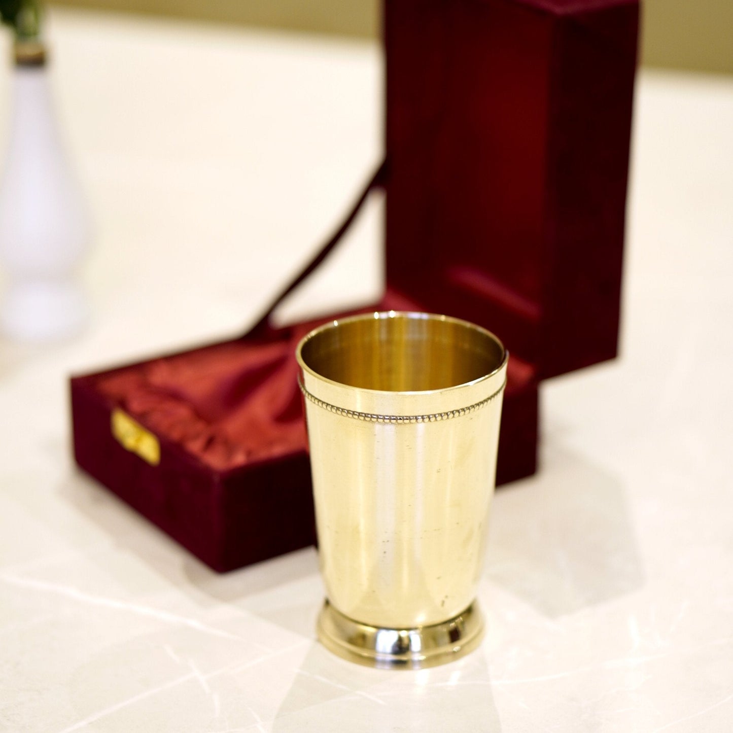 Brass Plain Glass with Velvet Box