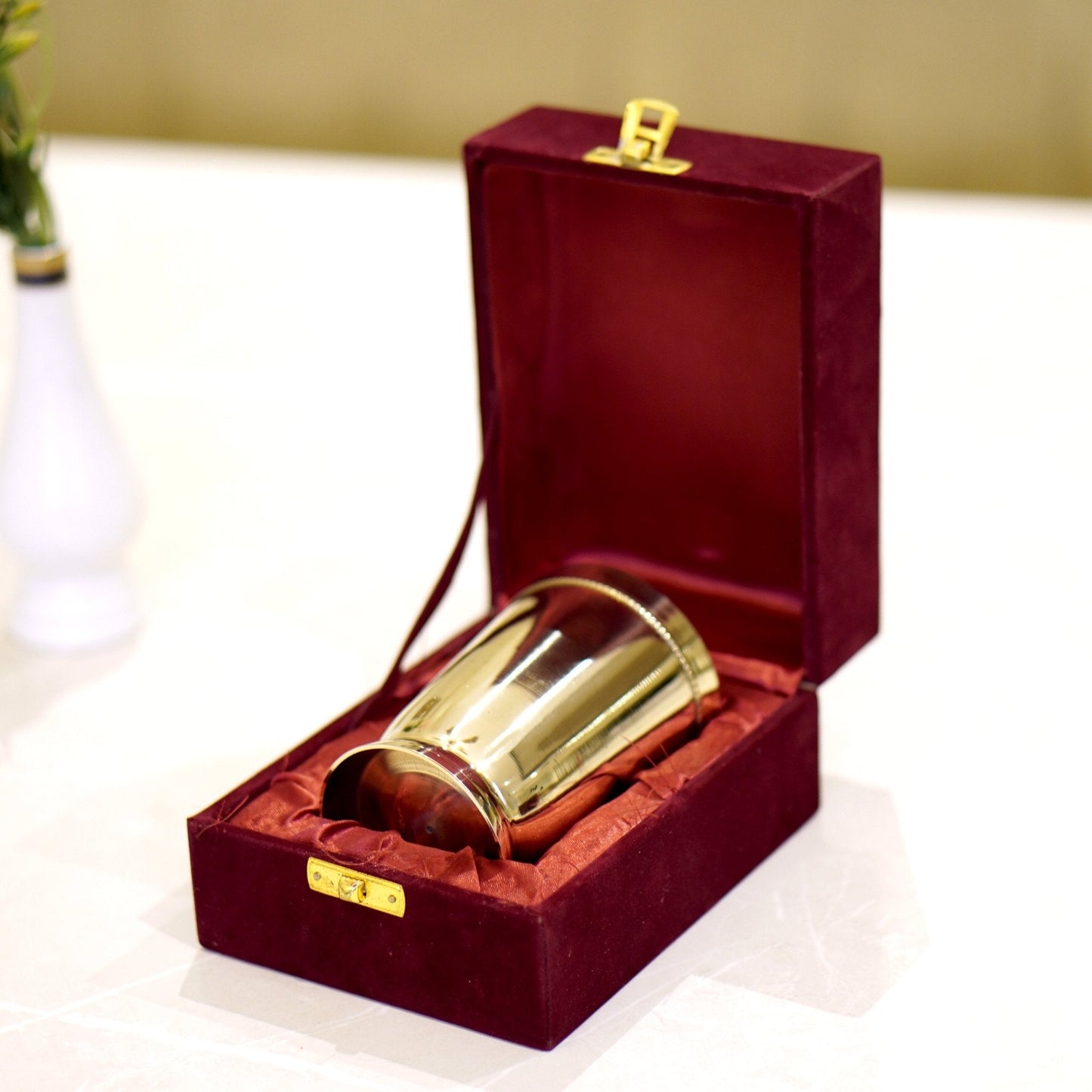 Brass Plain Glass with Velvet Box