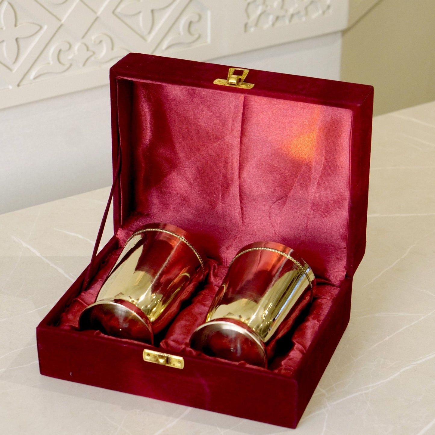 Brass Plain Glass with Velvet Box