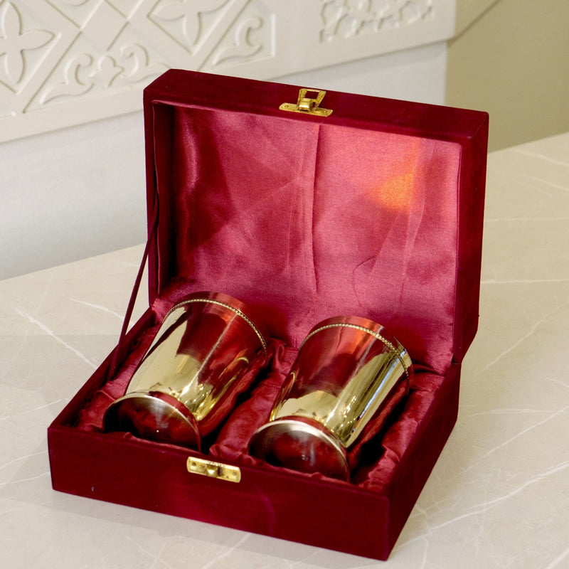 Brass Plain Glass with Velvet Box