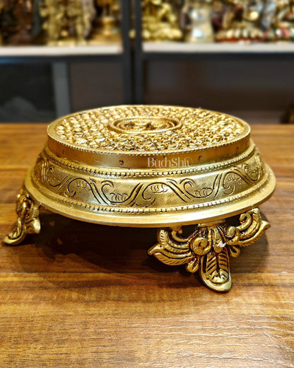 Brass Pooja Chowki aasan for idols - 7x7 inch