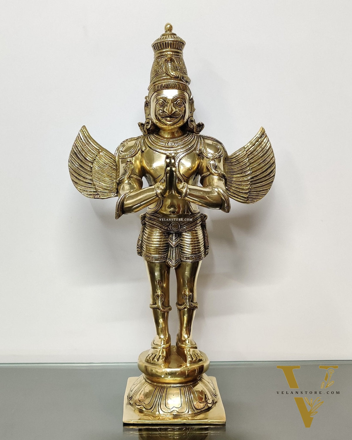Brass Pristine Garuda Dev Statue - Glossy Finish, 22" Tall, 11 kg