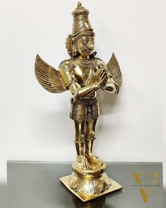 Brass Pristine Garuda Dev Statue - Glossy Finish, 22" Tall, 11 kg