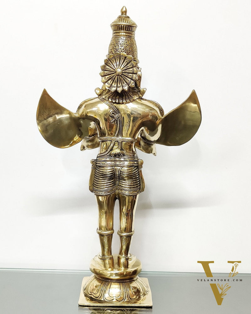 Brass Pristine Garuda Dev Statue - Glossy Finish, 22" Tall, 11 kg