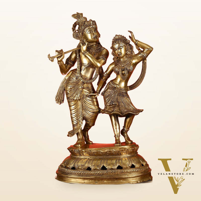 Brass Radha Krishna Dancing Statue 23 inch