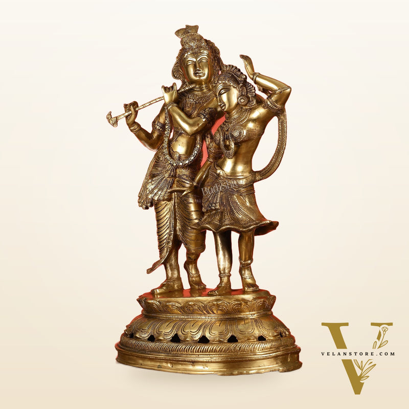 Brass Radha Krishna Dancing Statue 23 inch