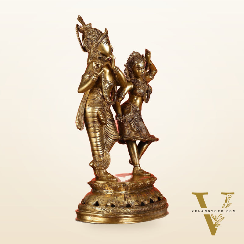 Brass Radha Krishna Dancing Statue 23 inch