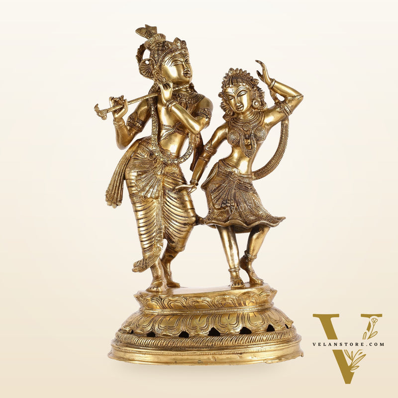 Brass Radha Krishna Dancing Statue 23 inch