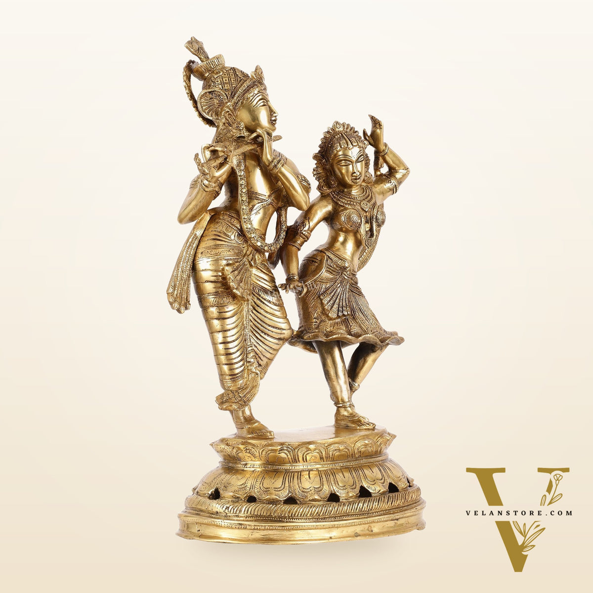 Brass Radha Krishna Dancing Statue 23 inch