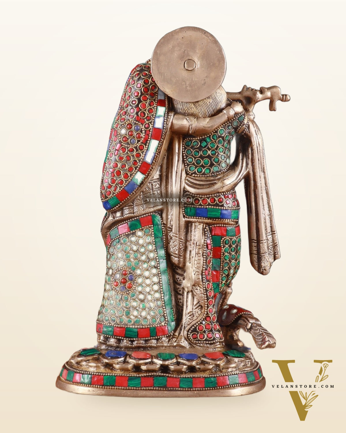 Brass Radha Krishna Idol 12 inch meenakari work