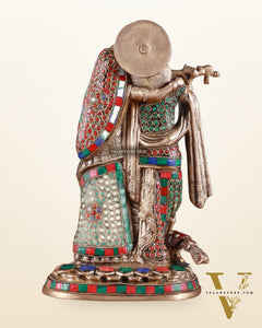 Brass Radha Krishna Idol 12 inch meenakari work