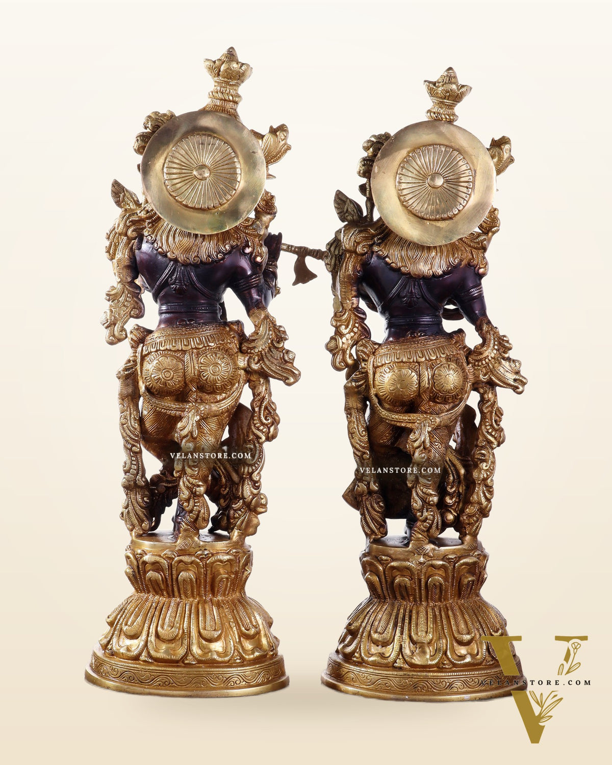 Brass Radha Krishna Idol Set - 21" black edition