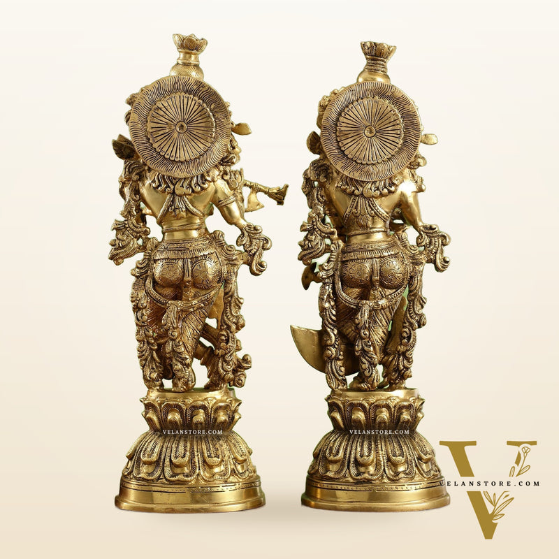 Brass Radha Krishna Idol Set - 21.5" Tall Masterpieces