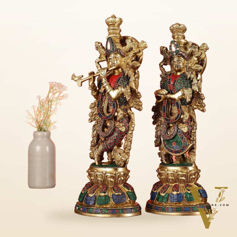 Brass Radha Krishna Idols - 15 Inch