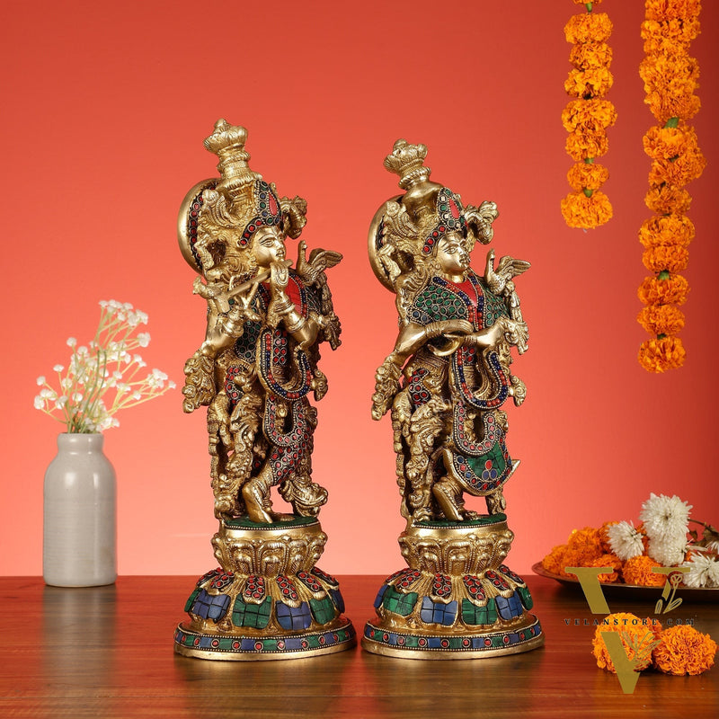 Brass Radha Krishna Idols - 15 Inch