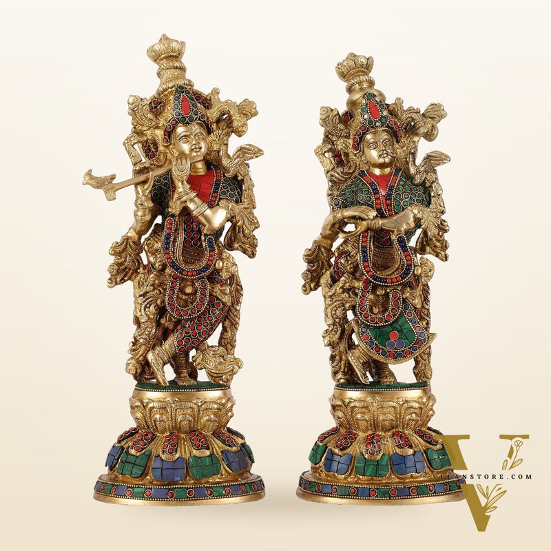 Brass Radha Krishna Idols - 15 Inch