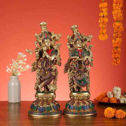Brass Radha Krishna Idols - 15 Inch