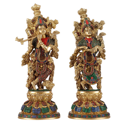 Brass Radha Krishna Idols - 15 Inch