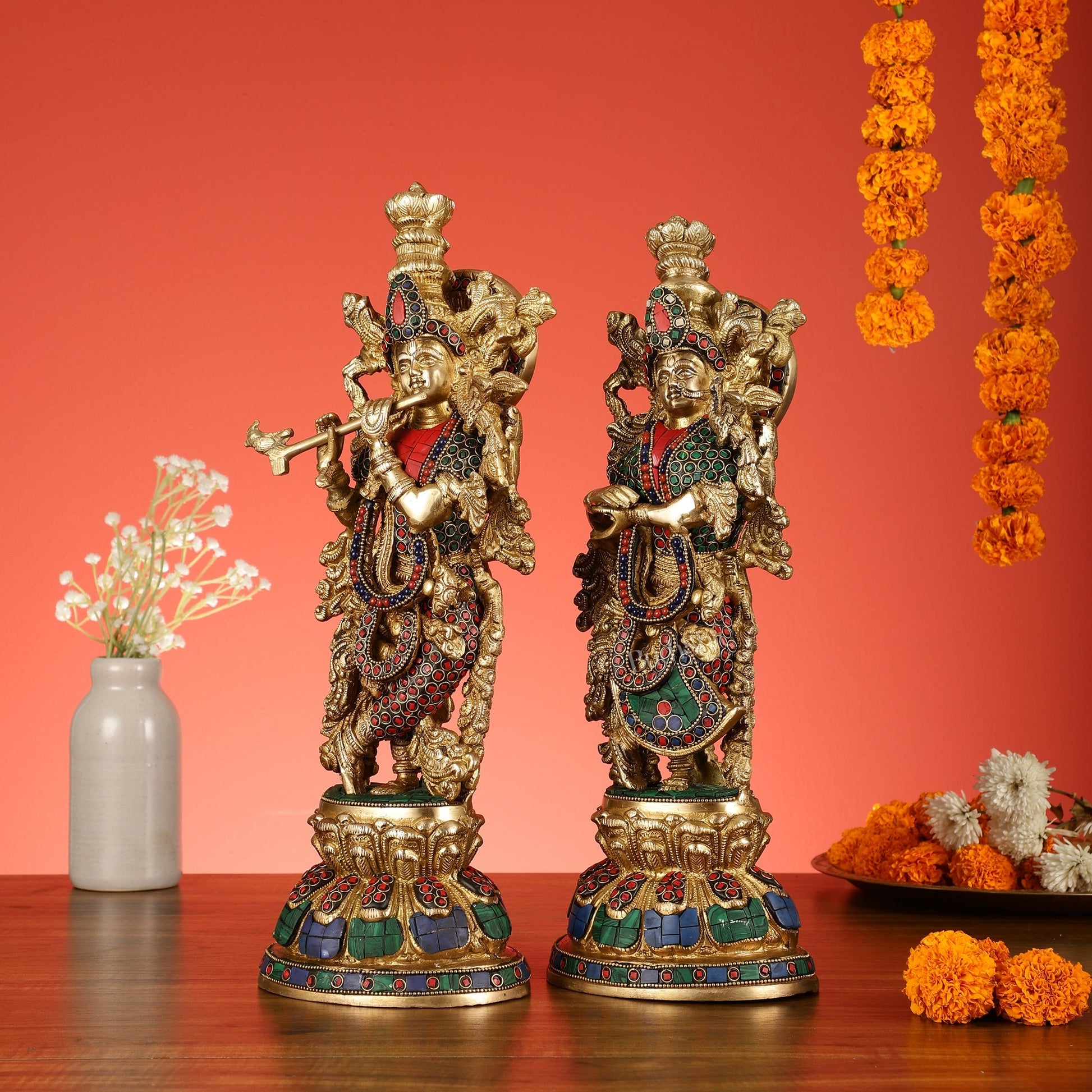 Brass Radha Krishna Idols - 15 Inch