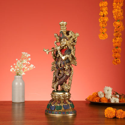 Brass Radha Krishna Idols - 15 Inch