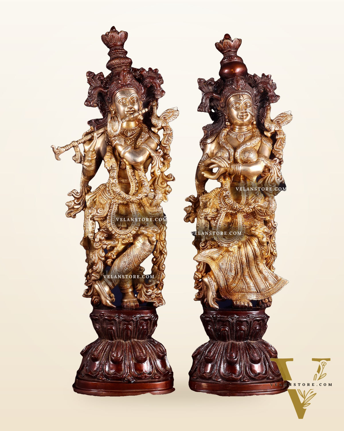 Brass Radha Krishna Idols 25 inch dual tone