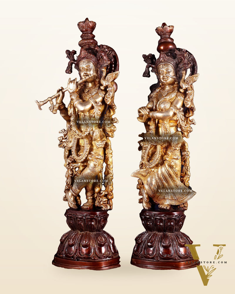Brass Radha Krishna Idols 25 inch dual tone