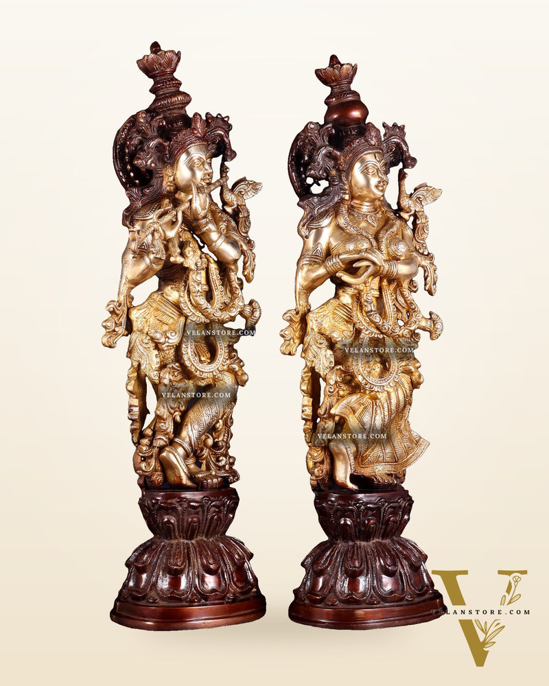 Brass Radha Krishna Idols 25 inch dual tone
