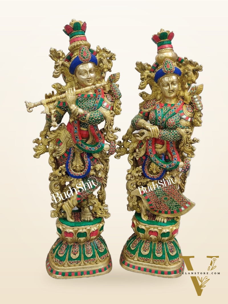 Brass Radha Krishna Idols 29 inch