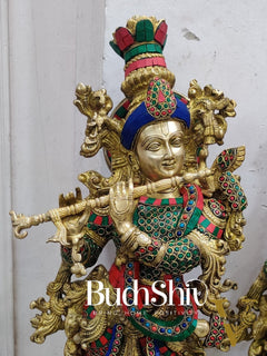 Brass Radha Krishna Idols 29 inch