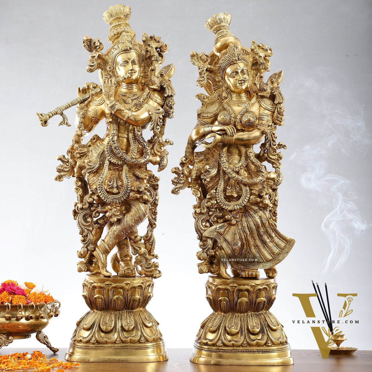 Brass Radha Krishna Idols 29 inch