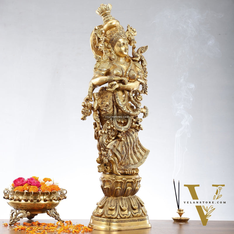 Brass Radha Krishna Idols 29 inch