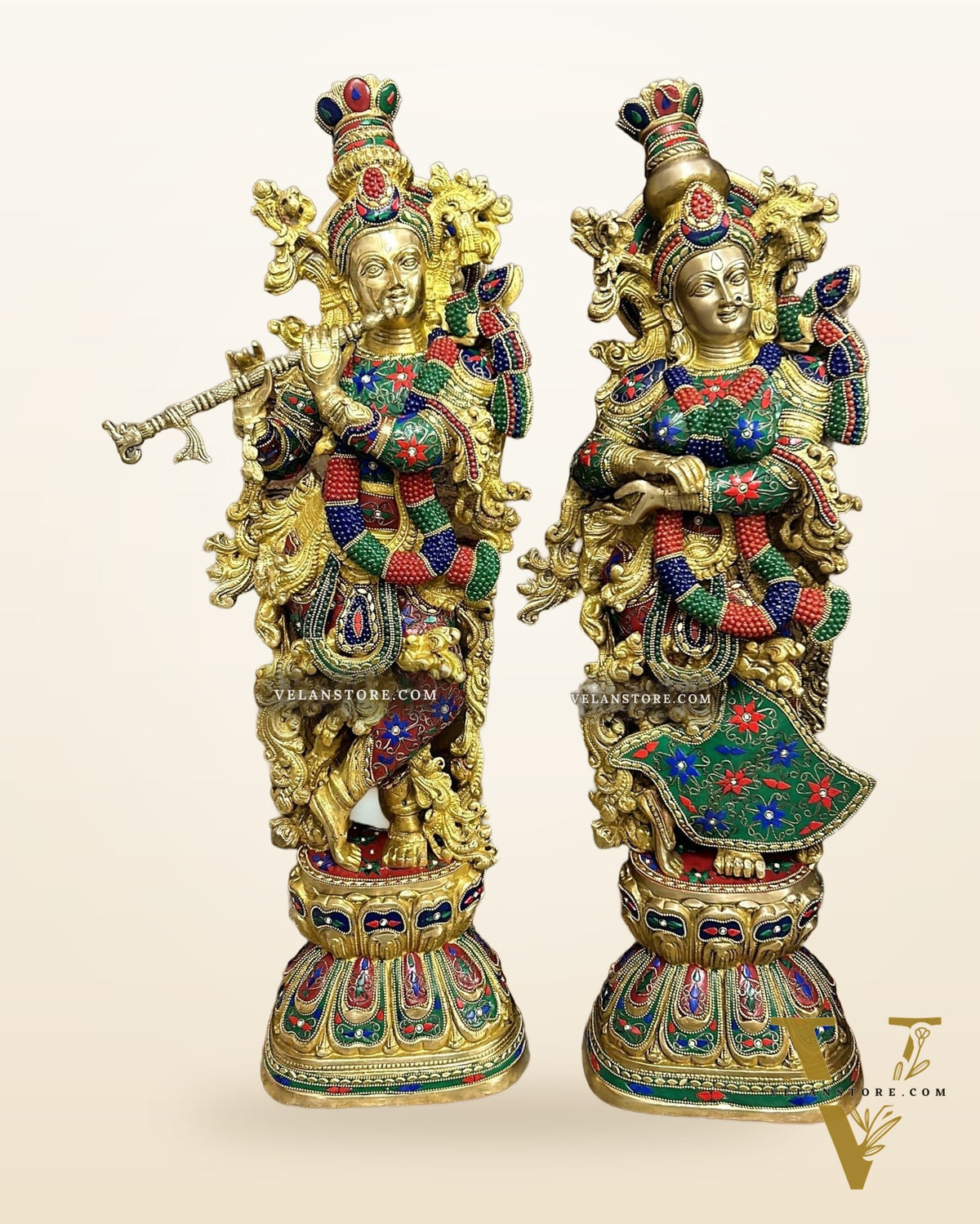 Brass Radha Krishna Idols 29 inch