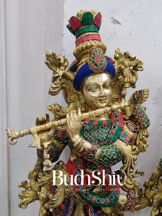 Brass Radha Krishna Idols 29 inch
