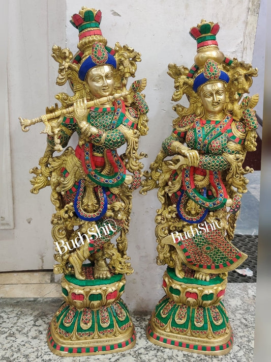 Brass Radha Krishna Idols 29 inch