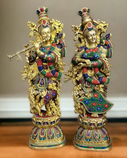 Brass Radha Krishna Idols 29 inch