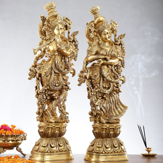 Brass Radha Krishna Idols 29 inch